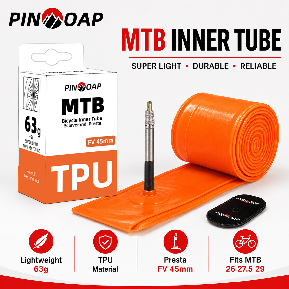 Mountain Biking Tube - PINMOAP MTB-Schlauch Mountainbike Fahrradreifen-Schlauch Leichter Ersatzschlauch
